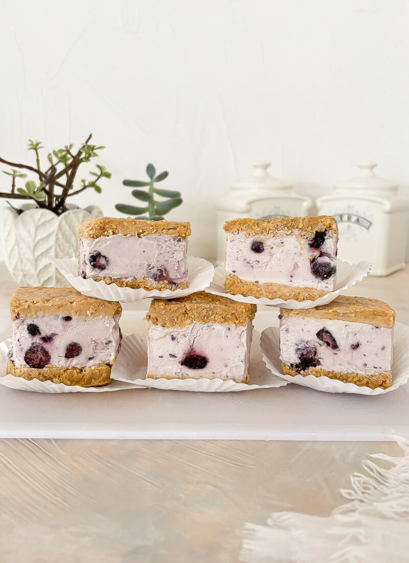 Blueberry Cheesecake Ice Cream Sandwiches