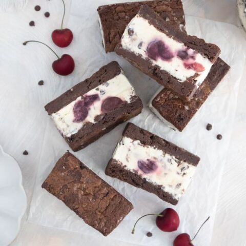 Cherry Brownie Ice Cream Sandwiches